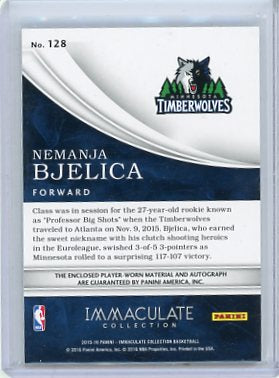 Nemanja Bjelica - 2015-16 Panini Immaculate Rookie Auto Patch Red 04/25 #128