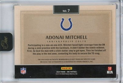 Adonai Mitchell - 2024 Panini One Football Rookie Patch Auto Red 33/75 #7