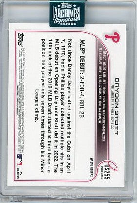 Bryson Stott - 2024 Topps Archives Signature Auto Buyback 2022 Topps Rookie 255
