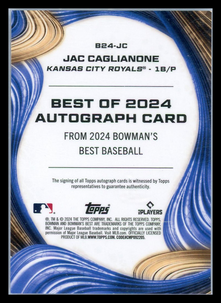 Jac Caglianone - 2024 Topps Bowman's Best Autograph 069/150