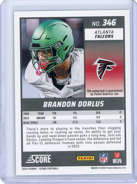 Brandon Dorlus - 2024 Panini Score Green End Zone Rookie Autograph 2/6 RC