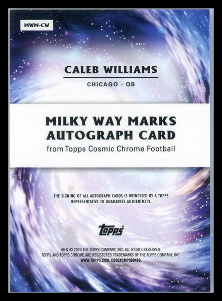 Caleb Williams - 2024 Topps Cosmic Chrome Milky Way Marks Autograph RC 02/25