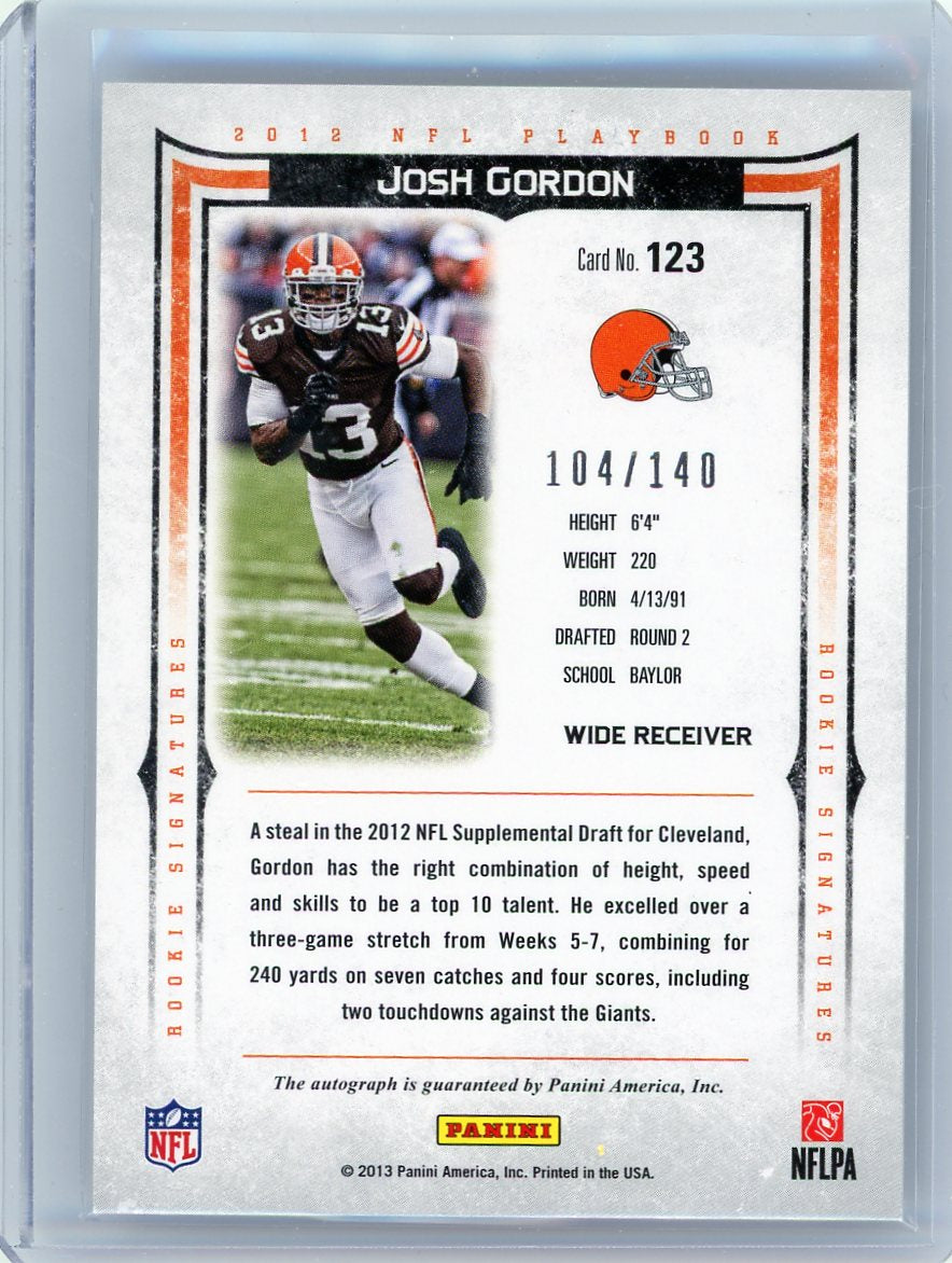 JOSH GORDON - 2013 Football Playbook Rookie Auto 104/140