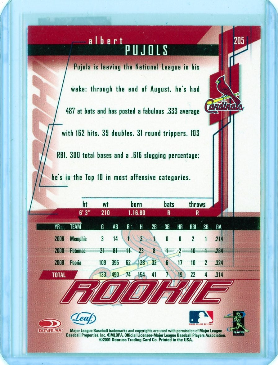 Albert Pujols St. Louis Cardinals 2001 Topps Stars # 198 Rookie