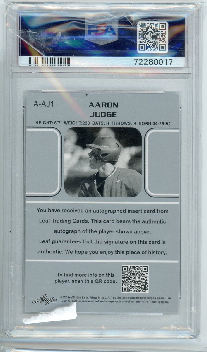 AARON JUDGE - 2013 Baseball Leaf Memories Auto Rookie PSA 9 – Roadshow Cards