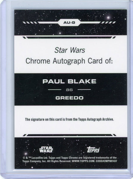 2024 Topps Chrome Star Wars Paul Blake as Greedo Auto Blue 131/150 #AU-G