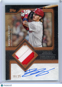 Bryson Stott - 2025 Topps Flagship Autograph Patch 10/25 Game-Used Memorabilia