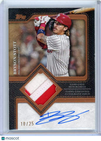 Bryson Stott - 2025 Topps Flagship Autograph Patch 10/25 Game-Used Memorabilia