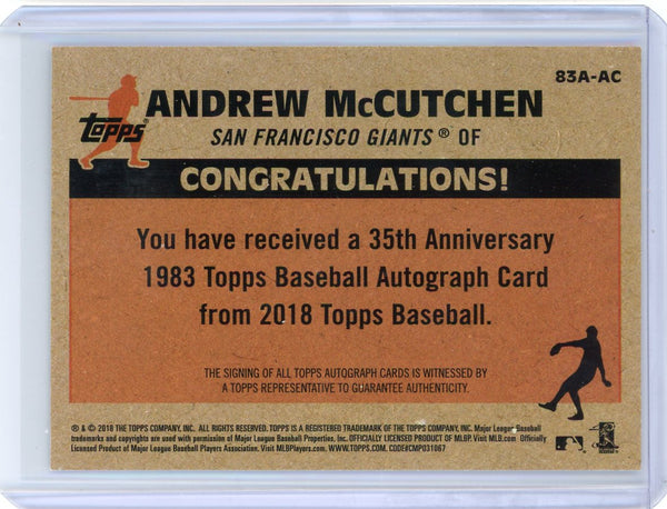 Andrew McCutchen - 2018 Topps 35th Anniversary 1983 Topps Baseball Autograph