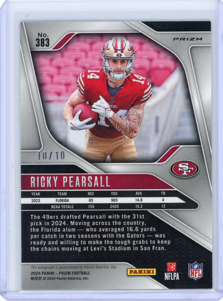 Ricky Pearsall - 2024 Panini Prizm Football Gold Disco RC Rookie Auto 10/10