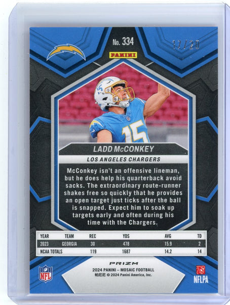 Ladd McConkey - 2024 Panini Mosaic Prizm Pink No Huddle 17/20 Rookie #334
