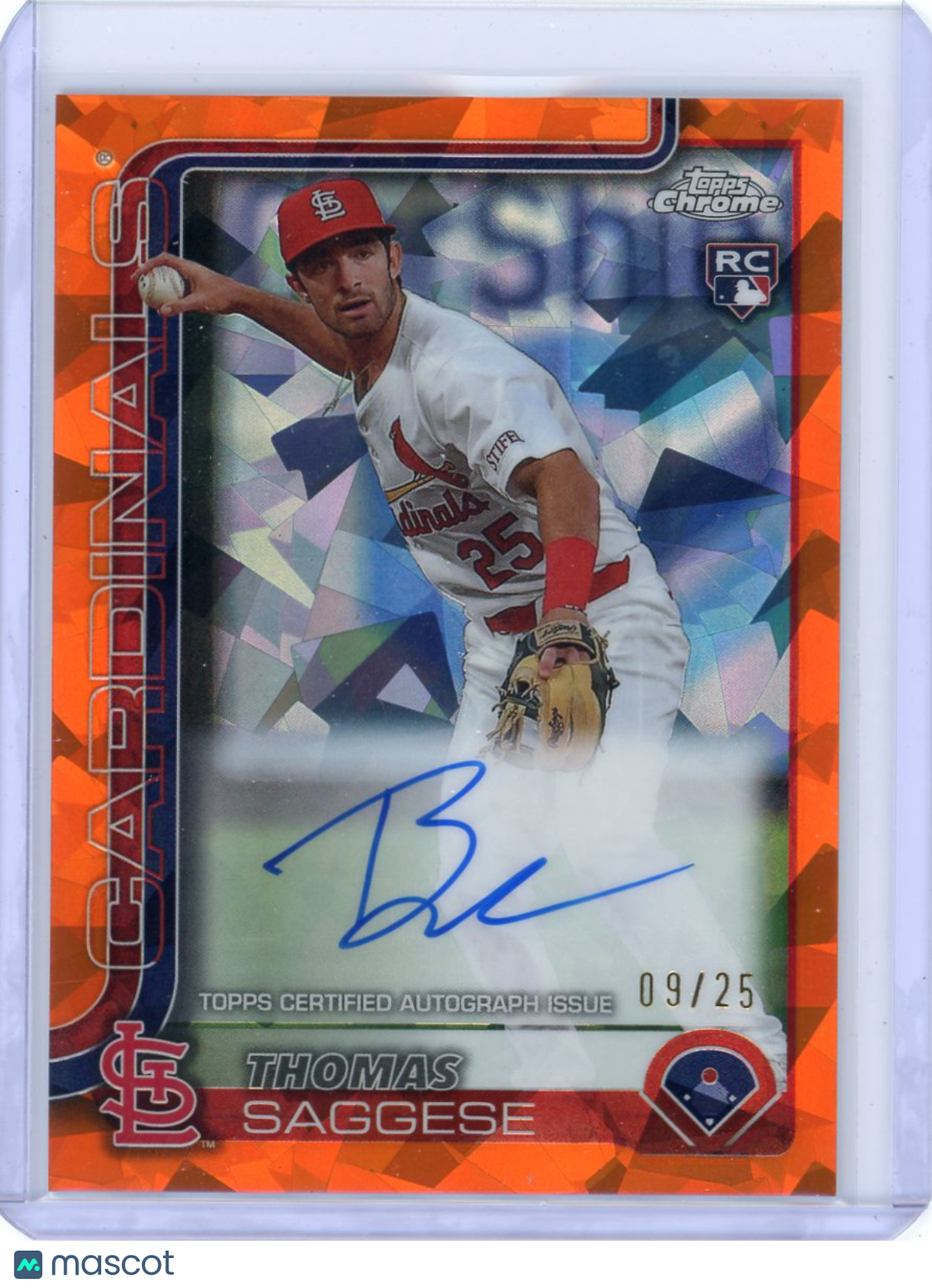 Thomas Saggese - 2025 Topps Chrome Sapphire Orange Refractor Auto 09/25 Rookie