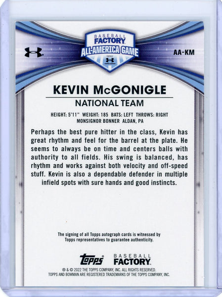 Kevin McGonigle - 2022 Bowman Baseball Factory All-America Autograph 132/199