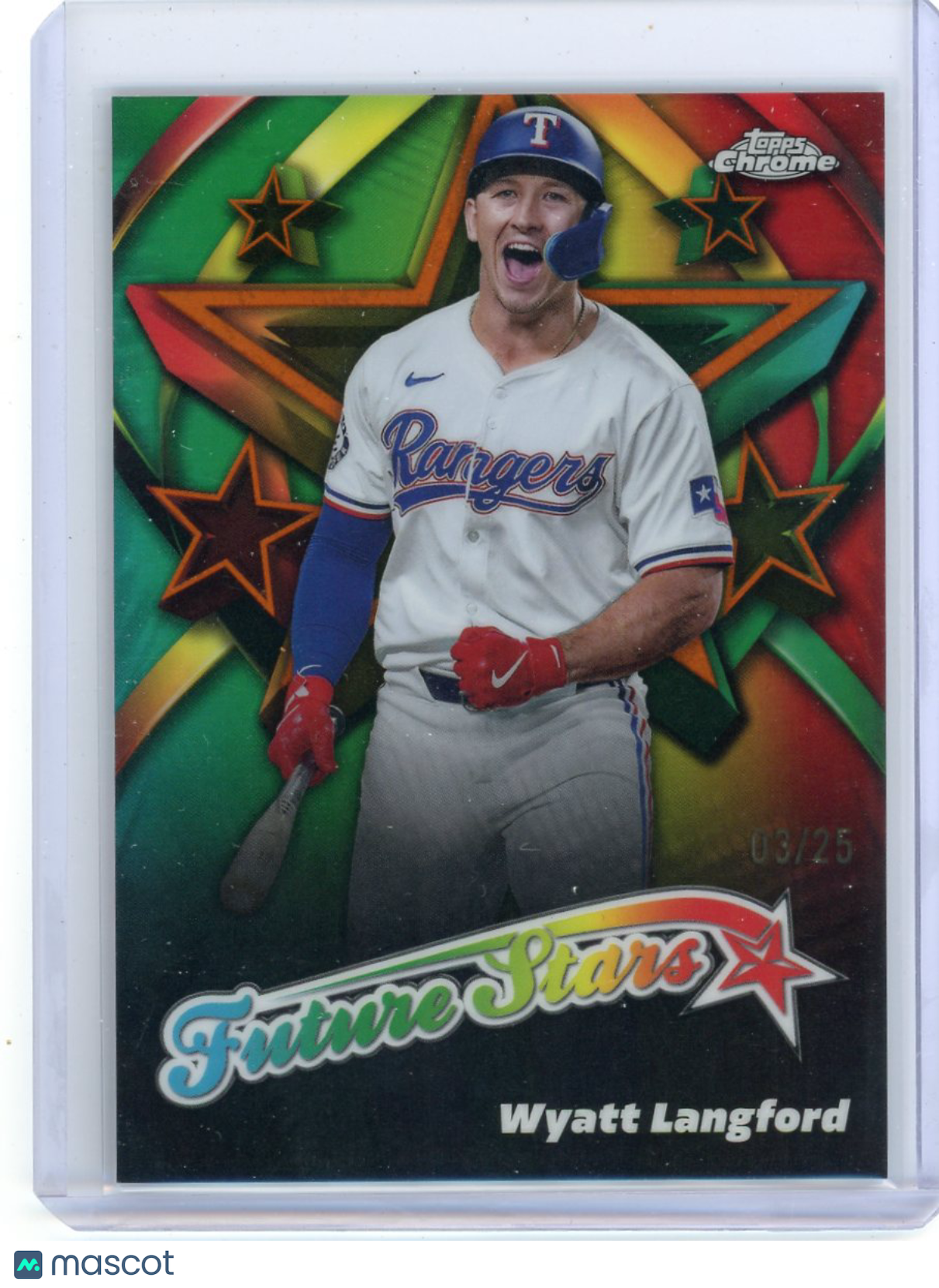 Wyatt Langford - 2025 Topps Chrome Future Stars Orange Refractor 03/25 FS13