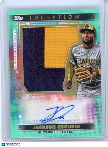 Jackson Chourio - 2024 Topps Inception RPA Auto Jumbo Patch Aqua Rookie 07/50