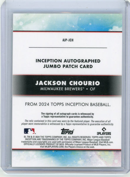 Jackson Chourio - 2024 Topps Inception RPA Auto Jumbo Patch Aqua Rookie 07/50