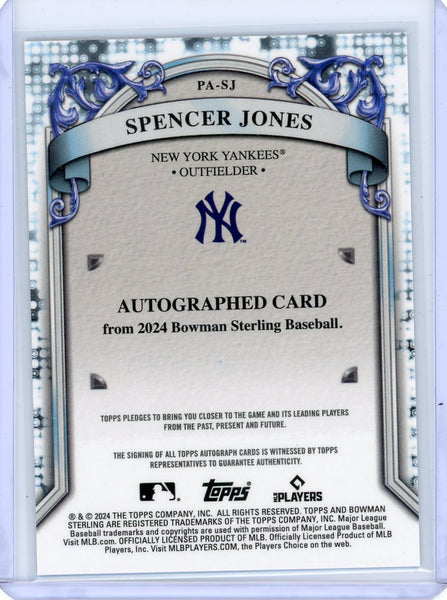 Spencer Jones - 2024 Topps Bowman Sterling Prospect Rookie Auto PA-SJ Yankees