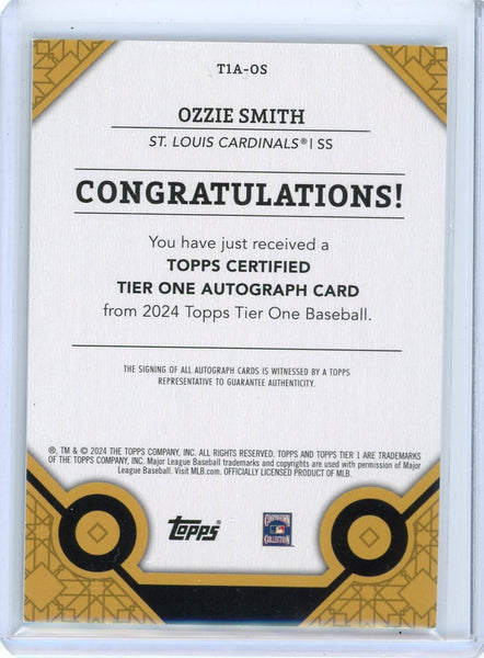 Ozzie Smith - 2024 Topps Tier One Autograph Auto Green  29/30 T1A-OS