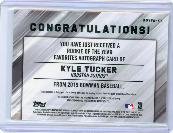 Kyle Tucker - 2019 Bowman Chrome Topps Autograph Rookie 110/150 ROY ROYFA-KT