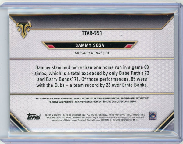 Sammy Sosa - 2021 Topps Triple Threads 09/27 Auto Relic Multi Mashes TTAR-SS1