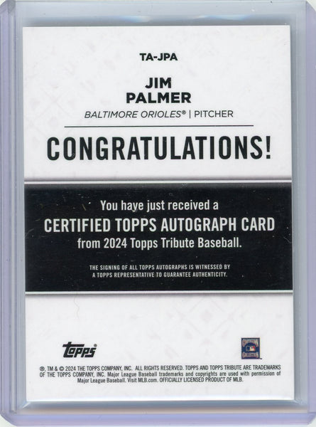 Jim Palmer - 2024 Topps Tribute Autograph Auto Red 05/10 TA-JPA