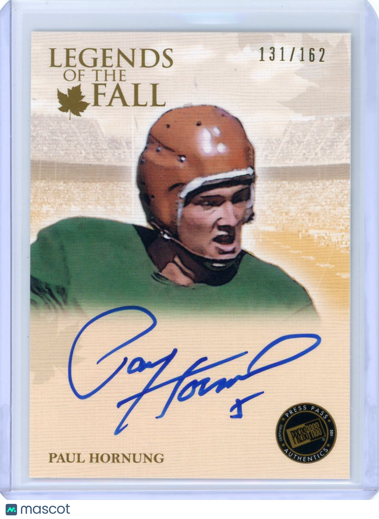 Paul Hornung - 2011 Press Pass Legends of the Fall Auto 131/162 LOF-PH