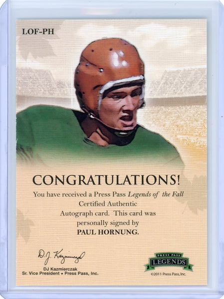 Paul Hornung - 2011 Press Pass Legends of the Fall Auto 131/162 LOF-PH