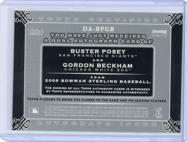 Buster Posey Gordon Beckham - 2009 Bowman Sterling Topps Dual Auto