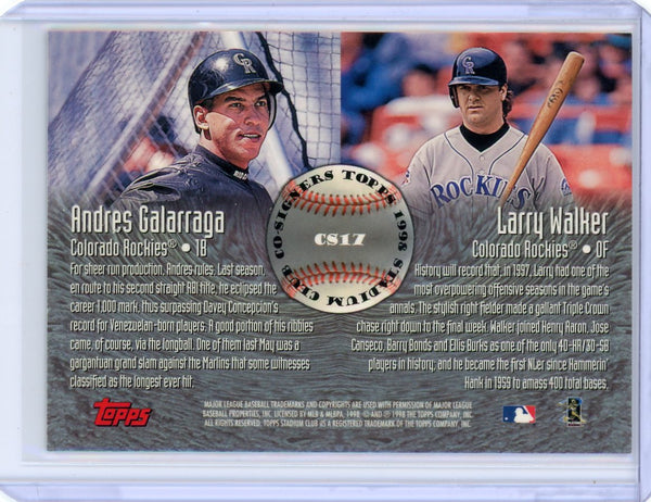 Andres Galarraga Larry Walker - 1998 Topps Stadium Club Co-Signers Auto