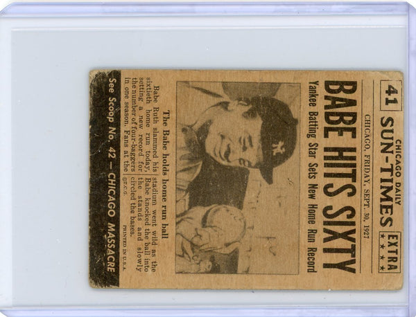 Babe Ruth - 1954 Topps Scoop Baseball Mini Sets Record Sept 30 1927 #41