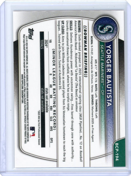 Yorger Bautista - 2025 Bowman Chrome 1st Orange Refractor /25