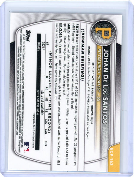 Johan De Los Santos - 2025 Bowman Chrome 1st International Refractor SP