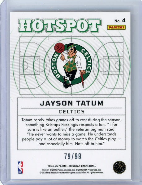 Jayson Tatum - 2024-25 Panini Obsidian Hotspot Orange 79/99 #4 Celtics