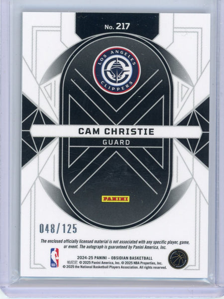 Cam Christie - 2024-25 Panini Obsidian Basketball Rookie Patch Auto 48/125 #217