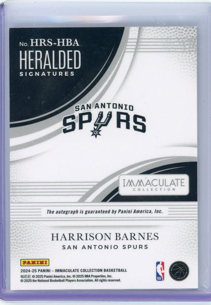 Harrison Barnes - 2024-25 Panini Immaculate NBA Heralded Auto Gold 09/10 HRS-HBA