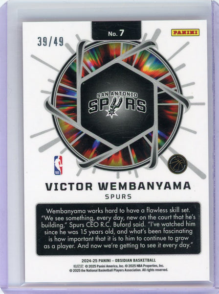 Victor Wembanyama - 2024-25 Panini Obsidian Supernova 2025 Pink 39/49 #7 Spurs