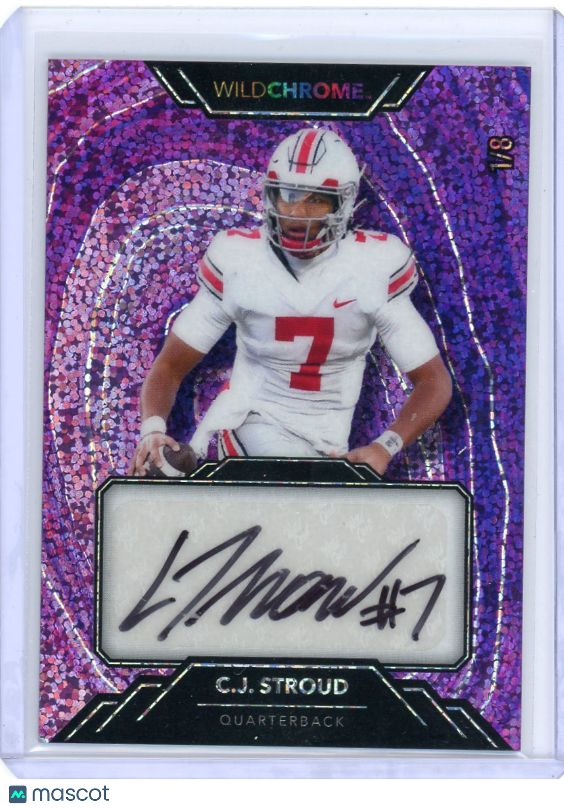 C.J. Stroud - 2023 Wild Card Wild Chrome Purple Sequin Auto 1/8