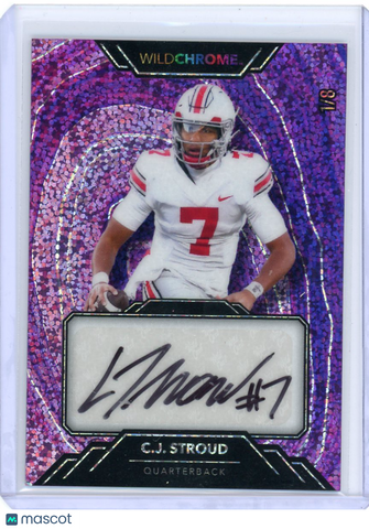 C.J. Stroud - 2023 Wild Card Wild Chrome Purple Sequin Auto 1/8