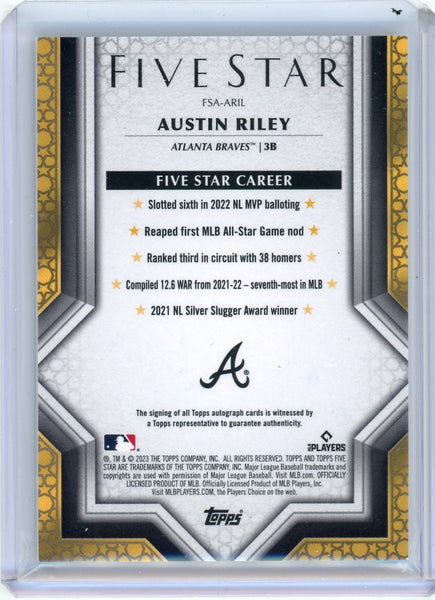 Austin Riley - 2023 Topps Five Star Green Auto 06/15