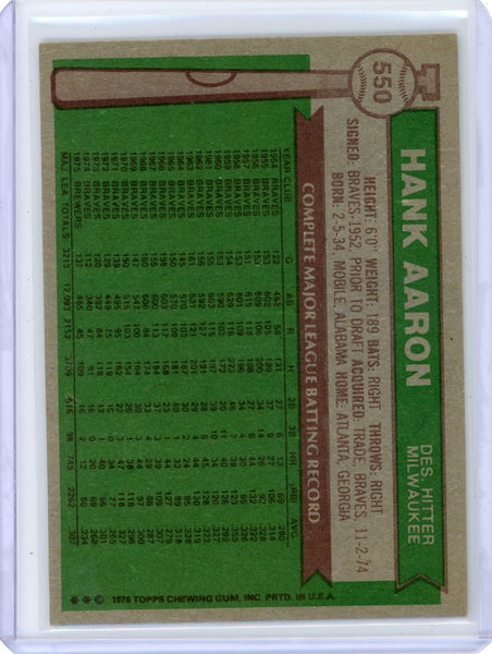 Hank Aaron - 1976 Topps Baseball #550 Brewers
