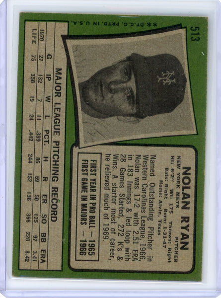 Nolan Ryan - 1971 Topps Baseball #513