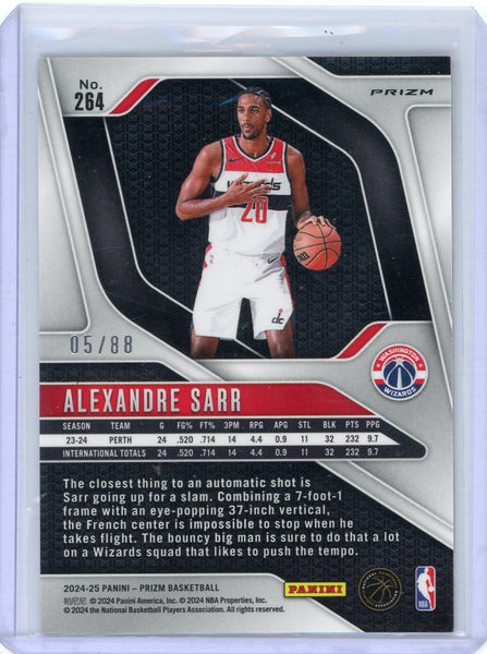 Alexandre Sarr - 2024-25 Panini Prizm Basketball Orange/Yellow Striped RC 05/88