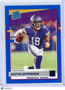 Justin Jefferson - 2020 Panini Donruss Rated Rookie Press Proof Blue #313