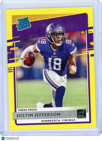 Justin Jefferson - 2020 Panini Donruss Rated Rookie Press Proof Yellow #313