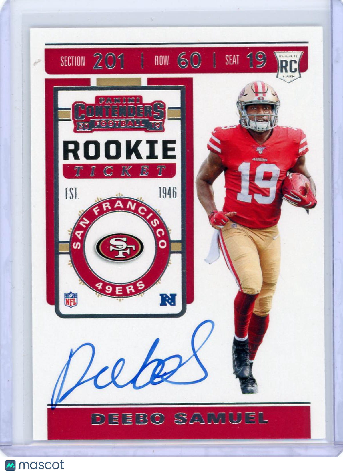 Deebo Samuel - 2019 Panini Contenders Rookie Ticket Auto RC #113 Niners