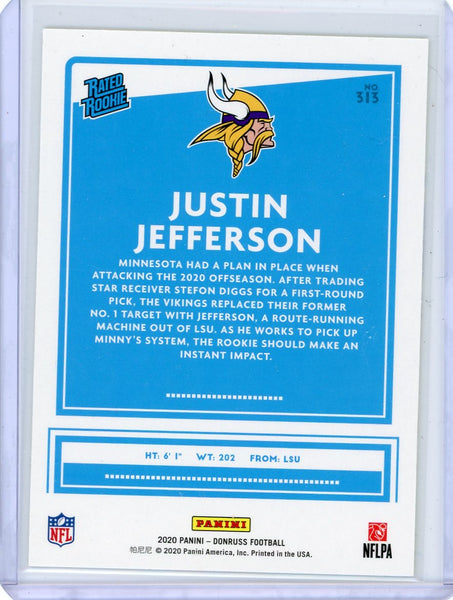Justin Jefferson - 2020 Panini Donruss Rated Rookie Press Proof Yellow #313