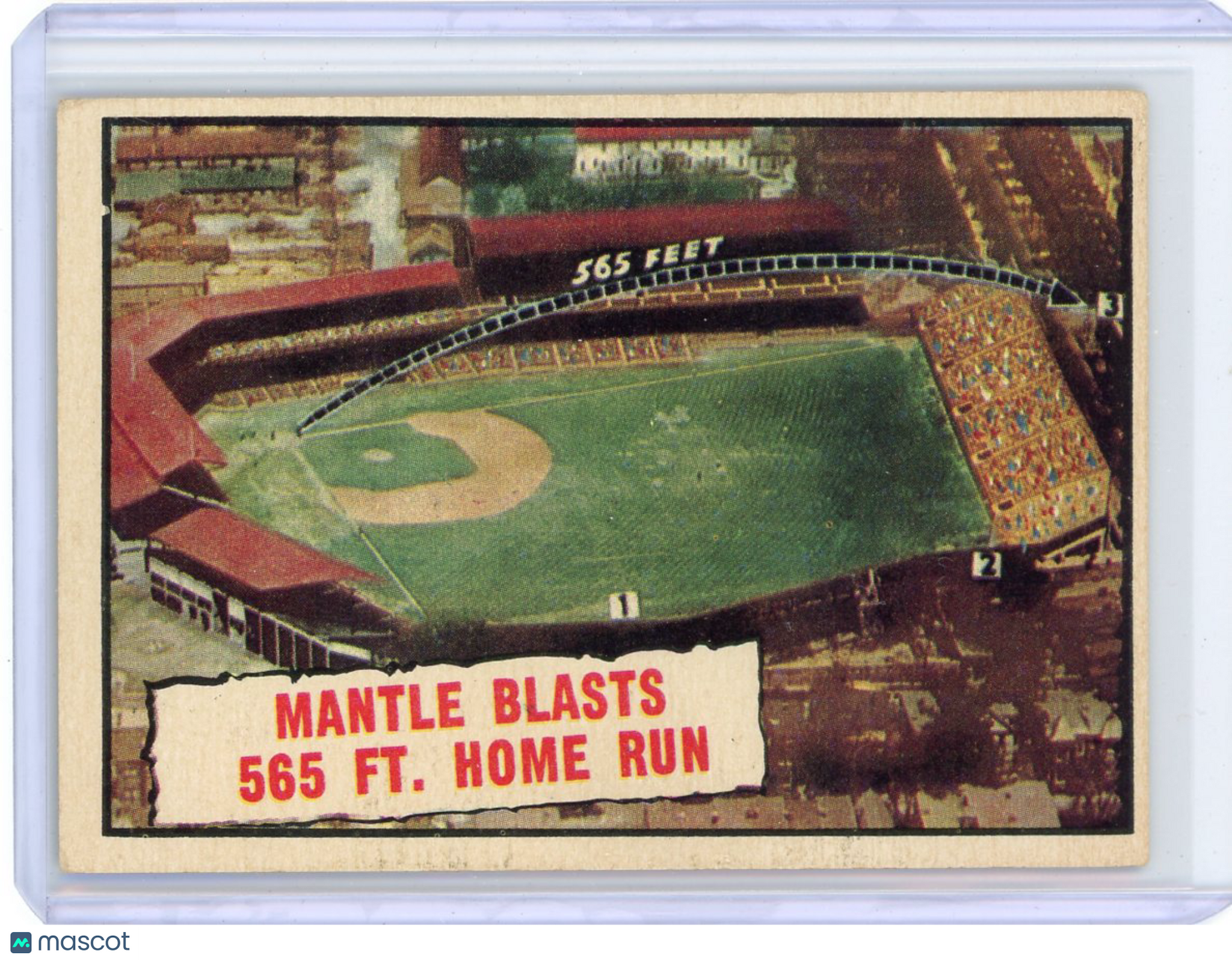 Mickey Mantle - 1961 Topps Baseball #406 Mantle Blasts 565 HR