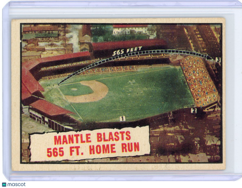 Mickey Mantle - 1961 Topps Baseball #406 Mantle Blasts 565 HR