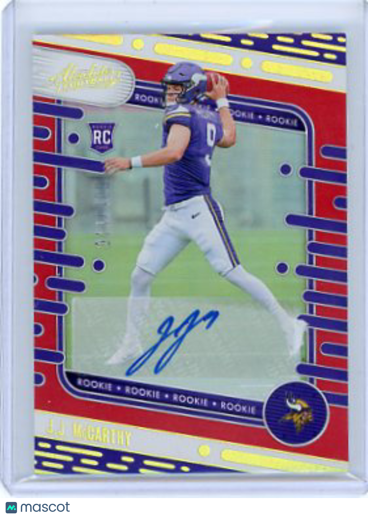 J.J. McCarthy - 2024 Panini Absolute Football Rookie Red Auto 041/100 Vikings