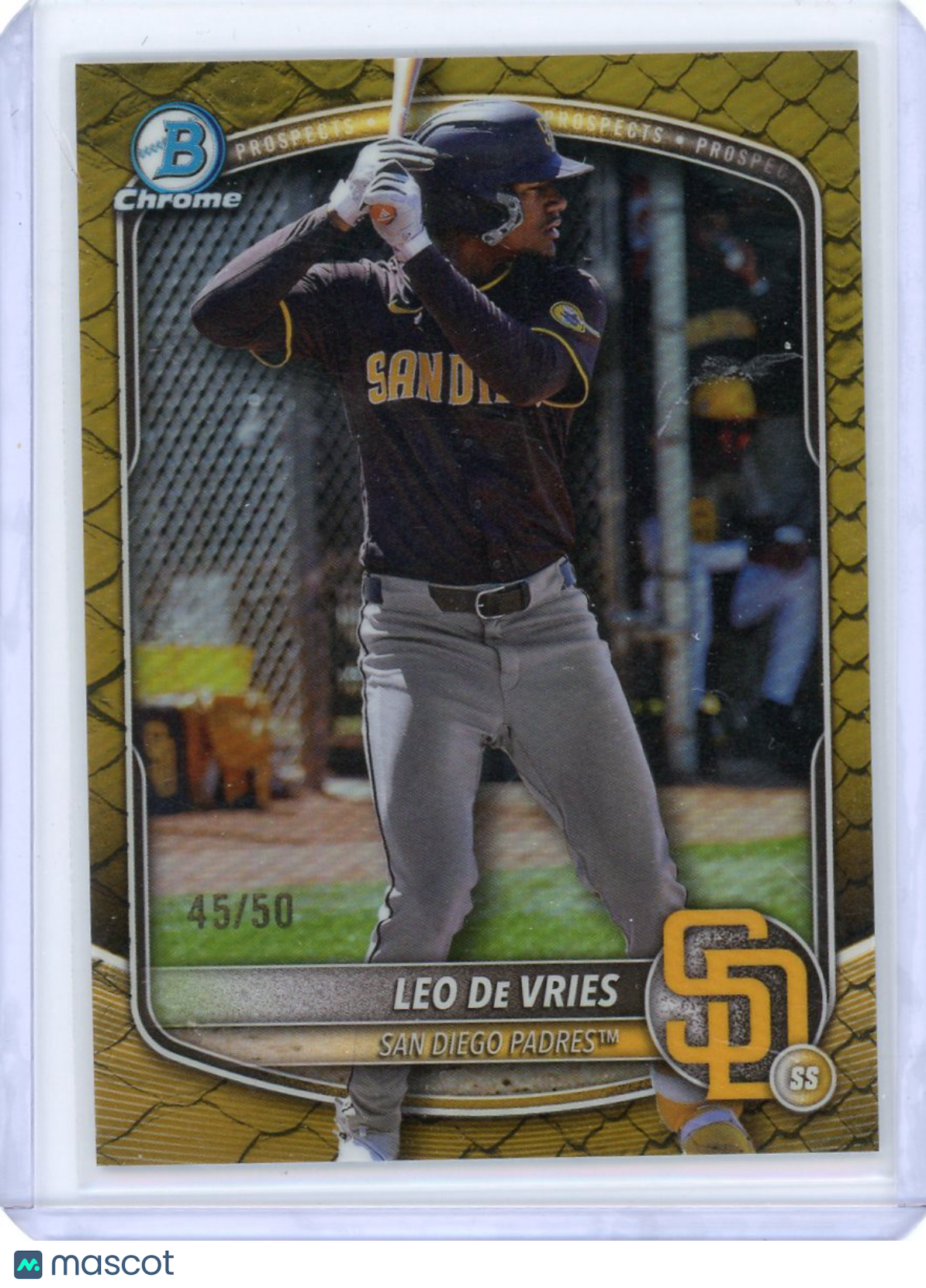 Leo De Vries - 2025 Bowman Chrome Gold Reptillian Refractor /50
